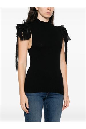 Black ruffled-detail blouse ALBERTA FERRETTI | A088551010555